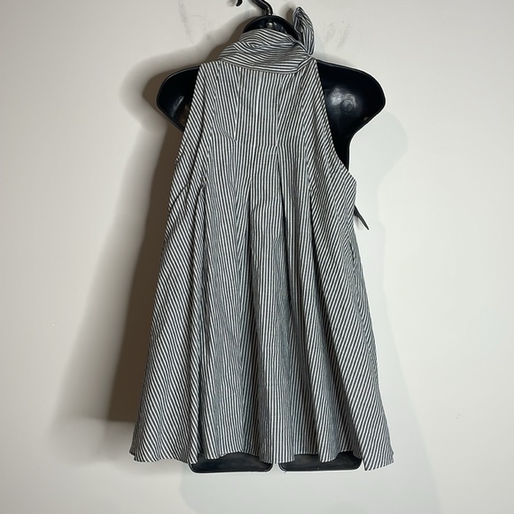 Brunello Cucinelli | Cotton & Silk Striped Tie Neck Sleeve Top Size M - Picture 5 of 8